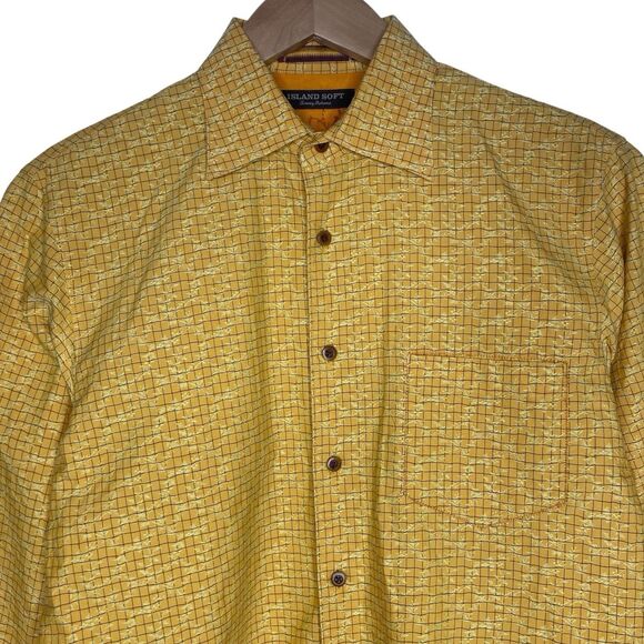 Tommy Bahama Island Soft Mens Medium Check Embroidered Floral Button Up Shirt - Picture 1 of 9
